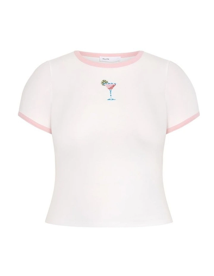 Plus Size Micro Martini Print Tee in Ivory image 3