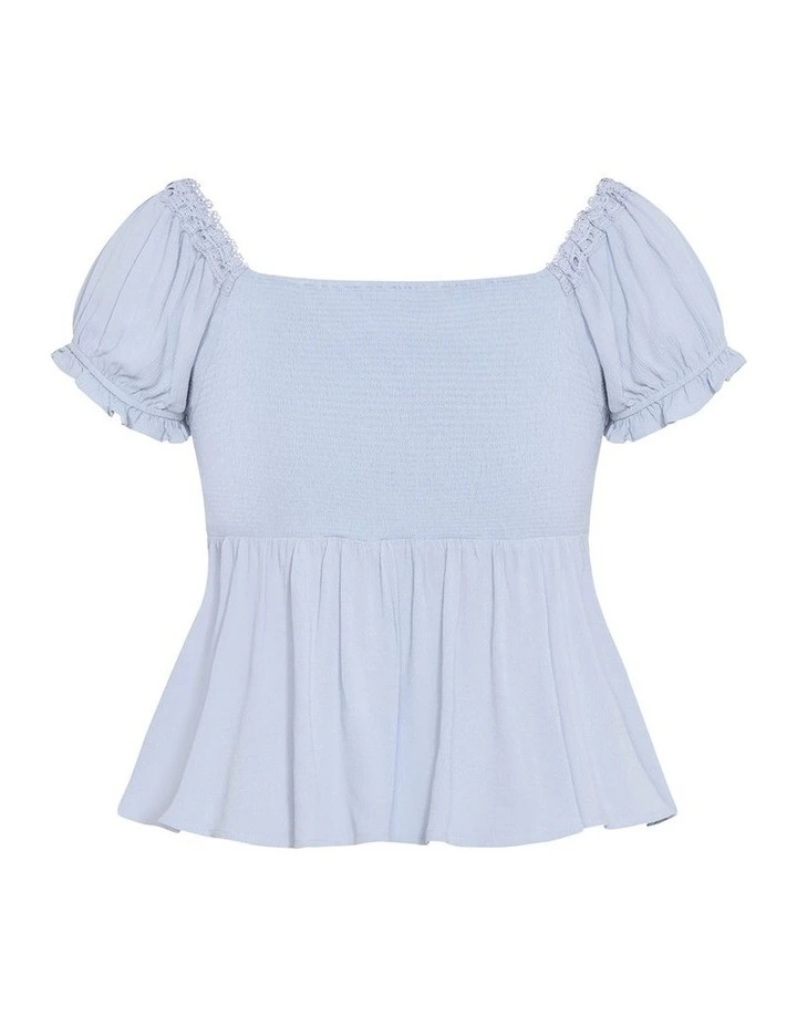 Plus Size Vintage Dreams Puff Sleeve Top in Dusty Blue image 4