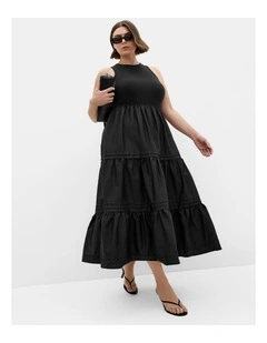 Plus Size Chelsea Mixed Media Dress in Black