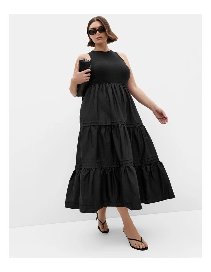 Plus Size Chelsea Mixed Media Dress in Black image 1