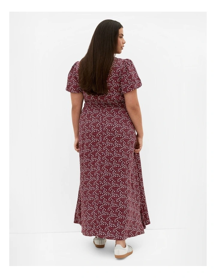 Plus Size Aliya Floral Print Maxi Dress in Berry image 2