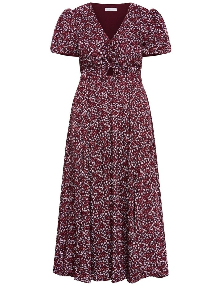 Plus Size Aliya Floral Print Maxi Dress in Berry image 3