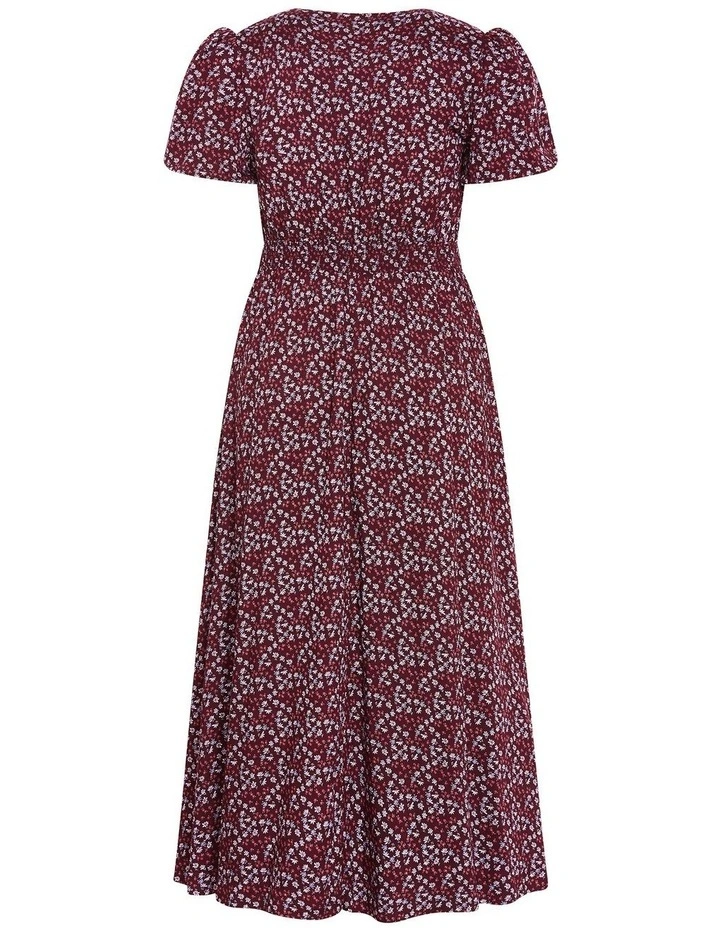 Plus Size Aliya Floral Print Maxi Dress in Berry image 4