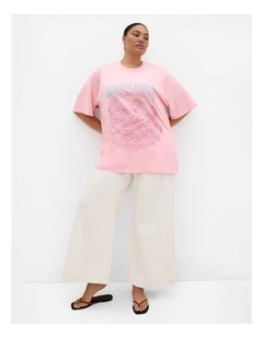 Plus Size Stardust Oversized Cotton Tee in Pink