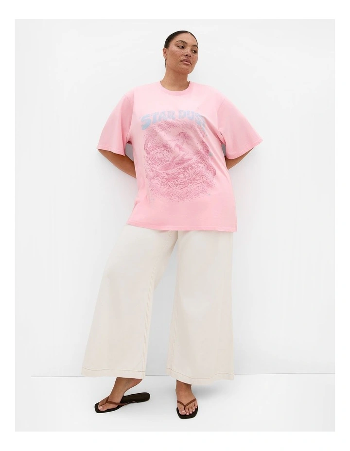 Plus Size Stardust Oversized Cotton Tee in Pink image 1