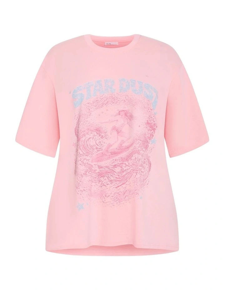 Plus Size Stardust Oversized Cotton Tee in Pink image 3