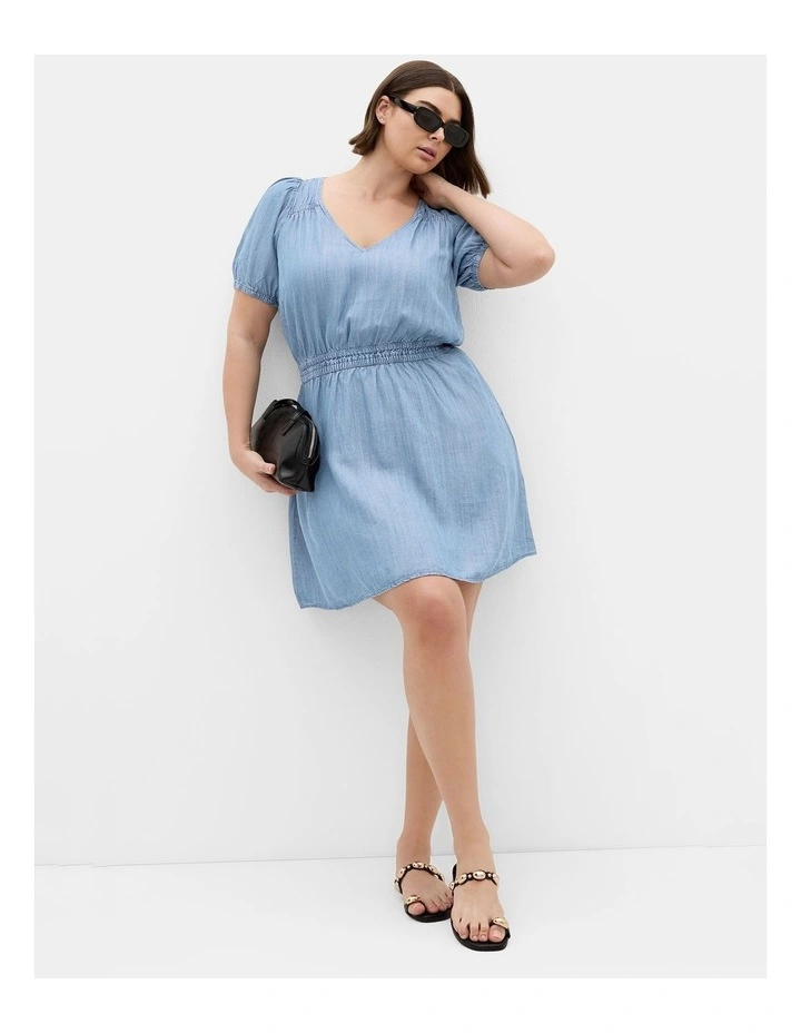 Plus Size Emma Denim Mini Dress in Mid Wash image 1