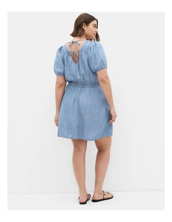 Plus Size Emma Denim Mini Dress in Mid Wash image 2