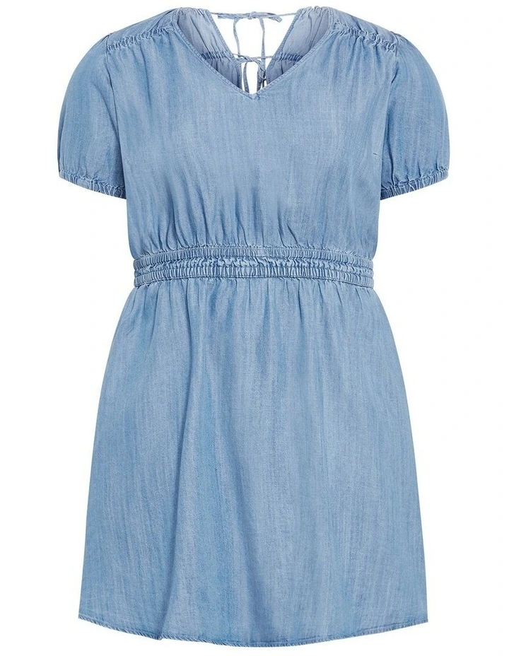 Plus Size Emma Denim Mini Dress in Mid Wash image 3