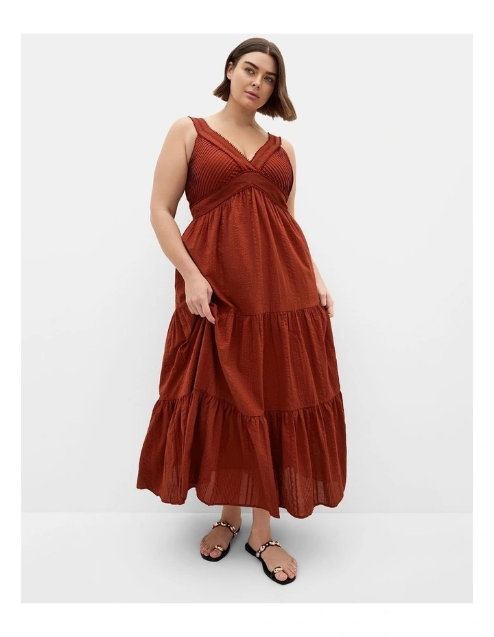 Plus Size Bella Crochet Tier Dress in Burnt Sienna image 1