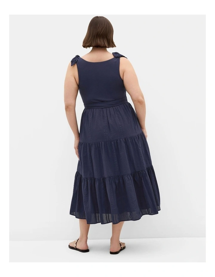 Plus Size Hallie Tier Midi Dress in Navy image 2