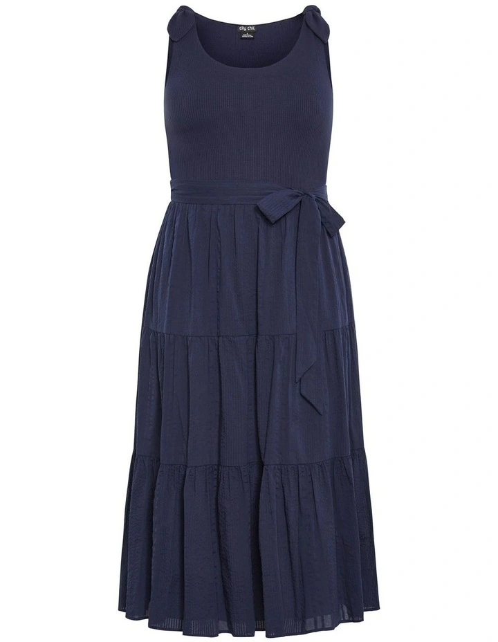 Plus Size Hallie Tier Midi Dress in Navy image 3