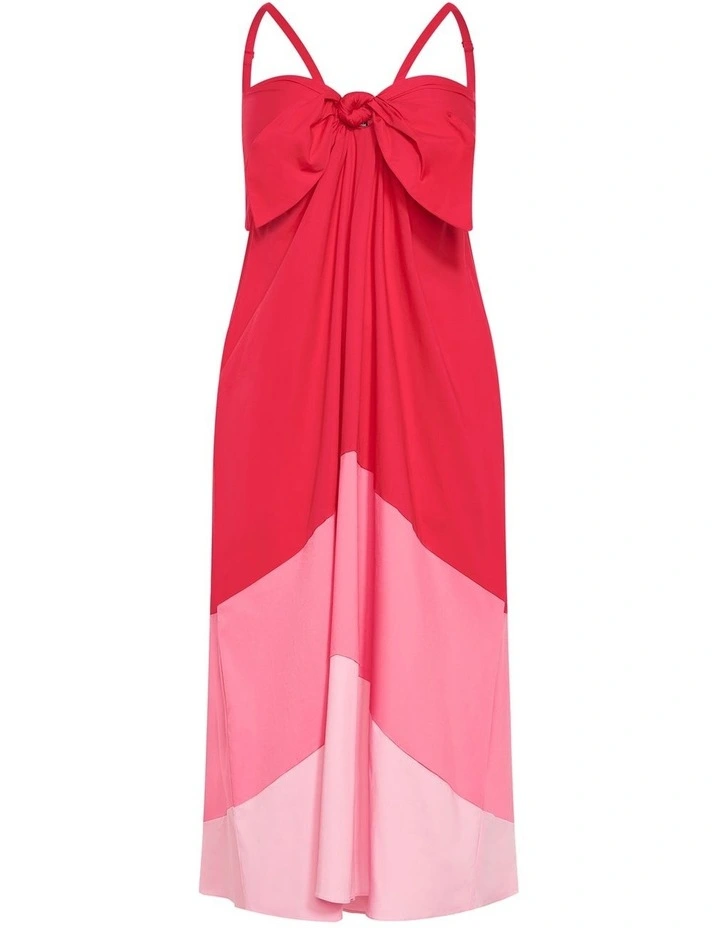 Plus Size Colour Block Cotton Maxi Dress in Crimson image 3