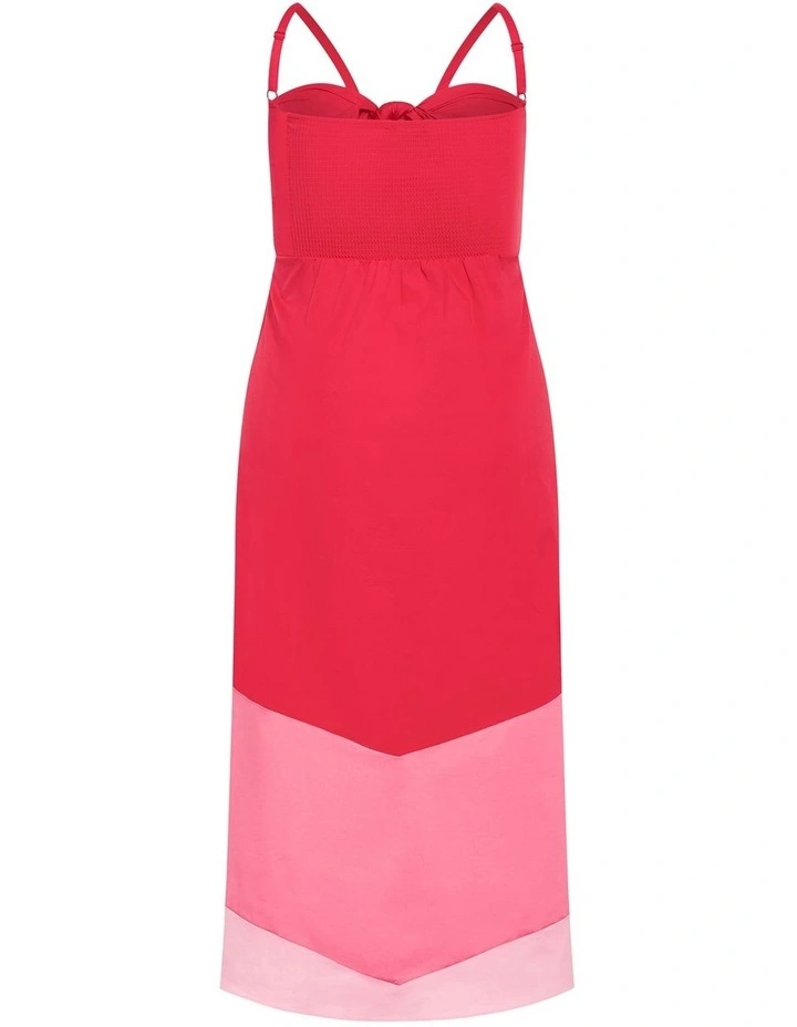 Plus Size Colour Block Cotton Maxi Dress in Crimson image 4