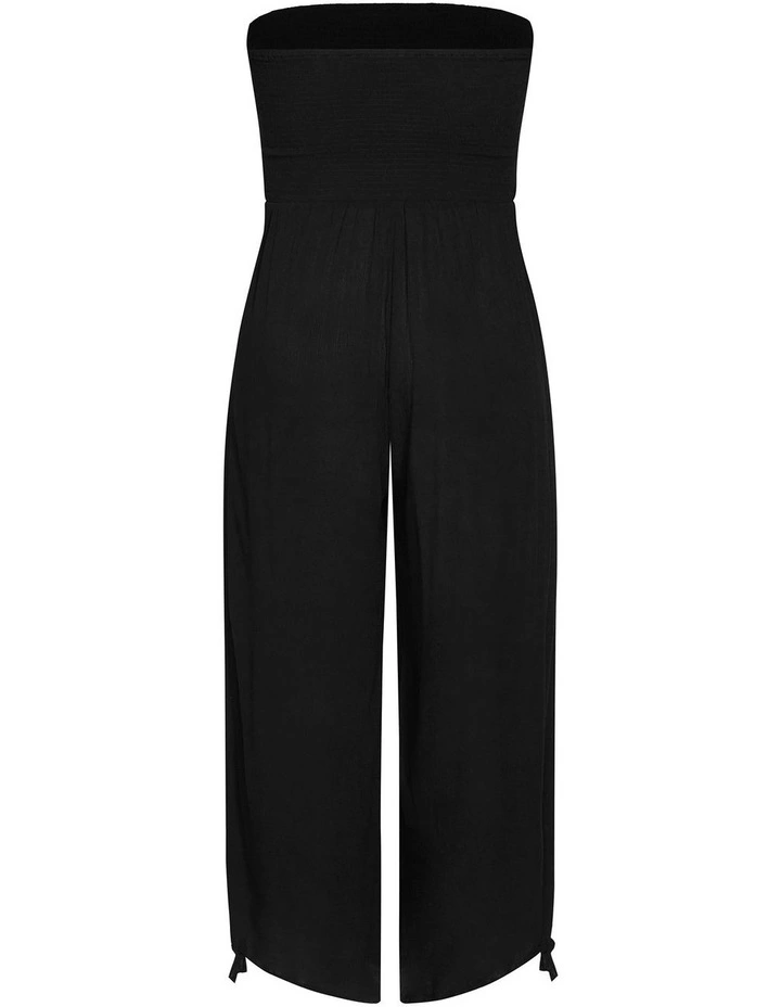 Plus Size Smocked Strapless Jumpsuit in Black image 4