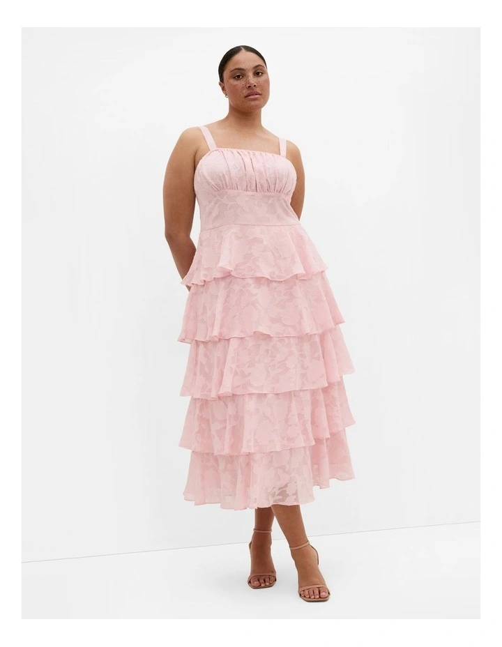 Plus Size Daniela Ruffle Tier Dress in Soft Pink image 1