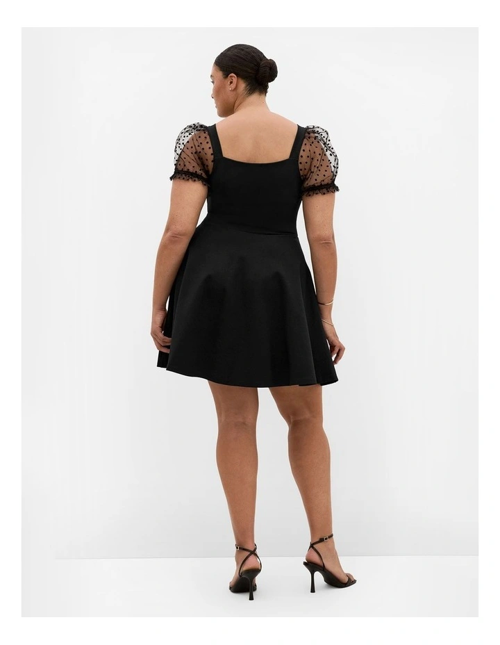 Plus Size Asher Spot Short Sleeve Skater Dress in Black image 2