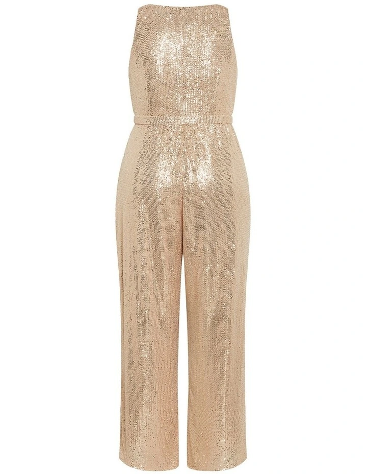 Plus Size Dazzling Sequin Wide Leg Jumpsuit in Bronze image 4