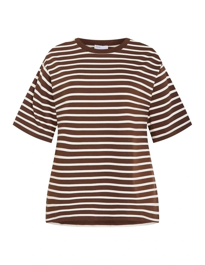 Plus Size Claire Stripe Oversized Tee in Chocolate image 3