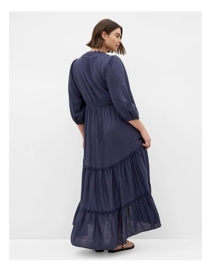 Plus Size Cabana Tiered Maxi Dress in Navy image 2