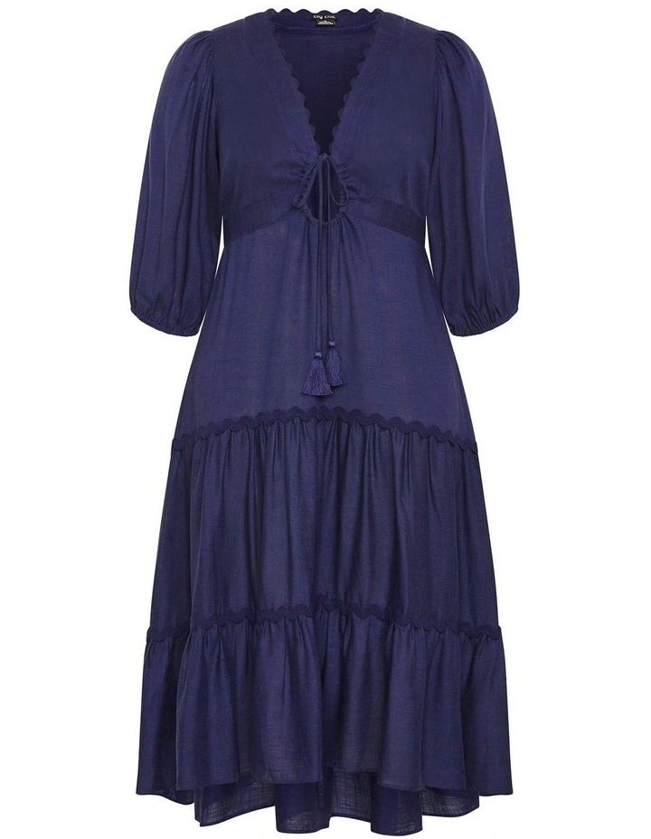 Plus Size Cabana Tiered Maxi Dress in Navy image 3