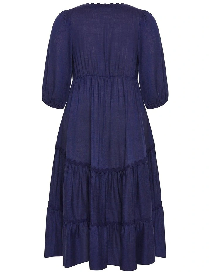 Plus Size Cabana Tiered Maxi Dress in Navy image 4