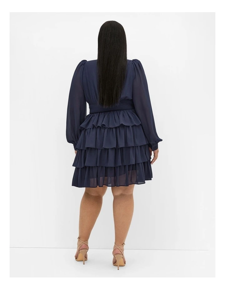 Plus Size Juliette Tiered Mini Dress in Navy image 2