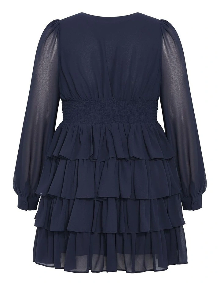 Plus Size Juliette Tiered Mini Dress in Navy image 3