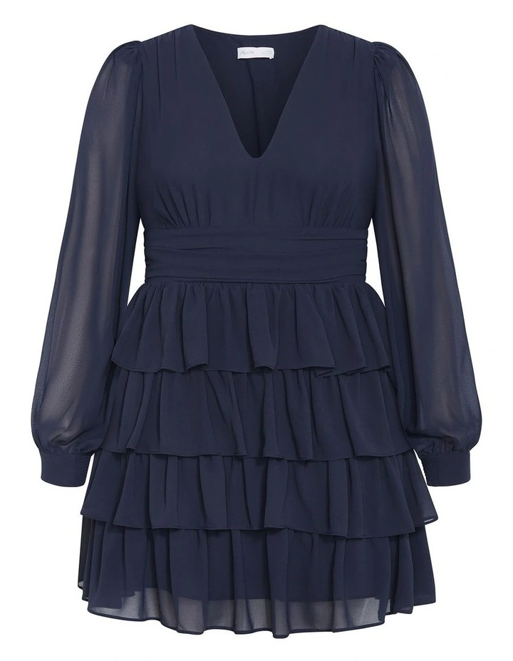 Plus Size Juliette Tiered Mini Dress in Navy image 4