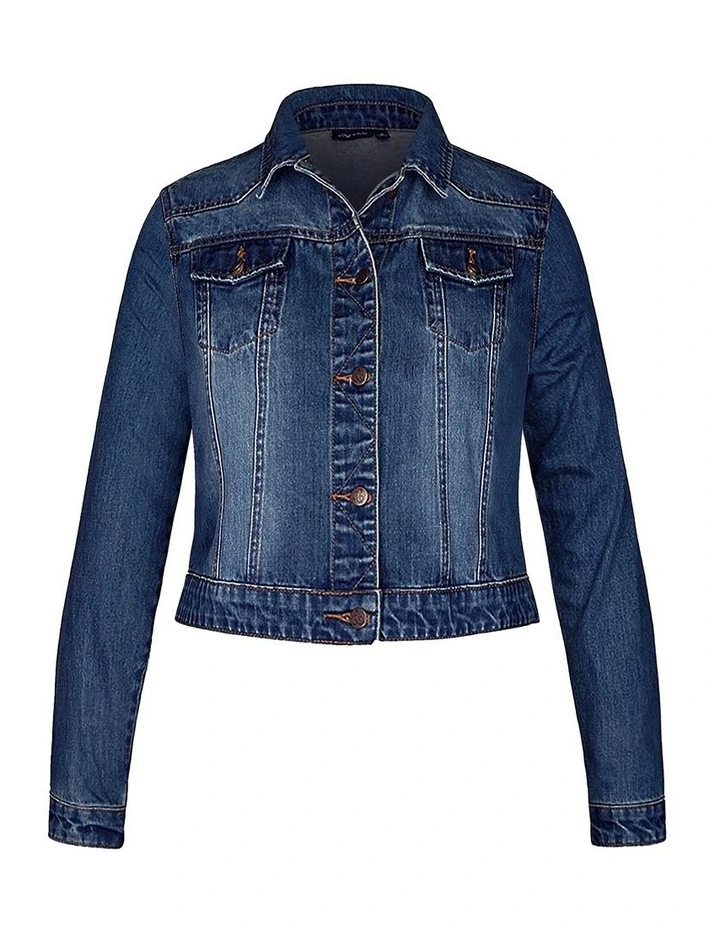 Plus Size Classic Denim Jacket in Mid Wash image 3