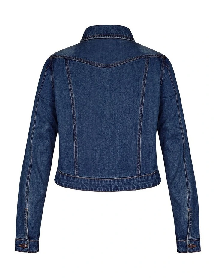 Plus Size Classic Denim Jacket in Mid Wash image 4