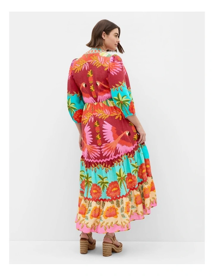 Plus Size Copacabana Print Tiered Maxi Dress in Aqua Multi image 2