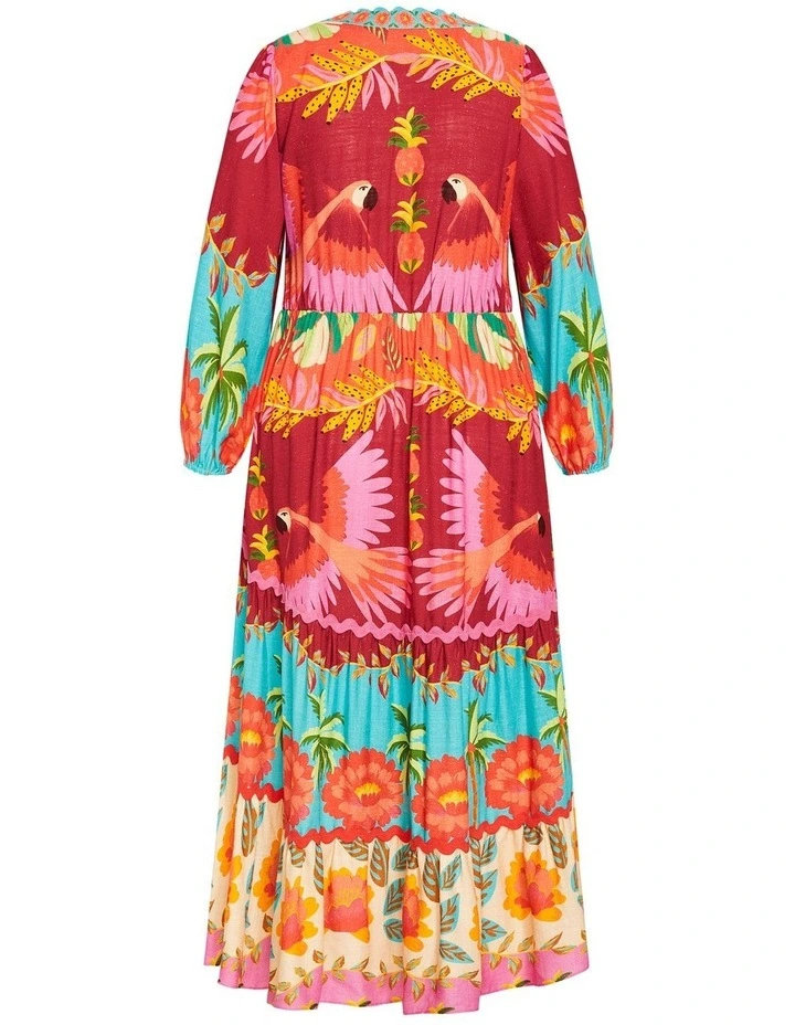Plus Size Copacabana Print Tiered Maxi Dress in Aqua Multi image 4