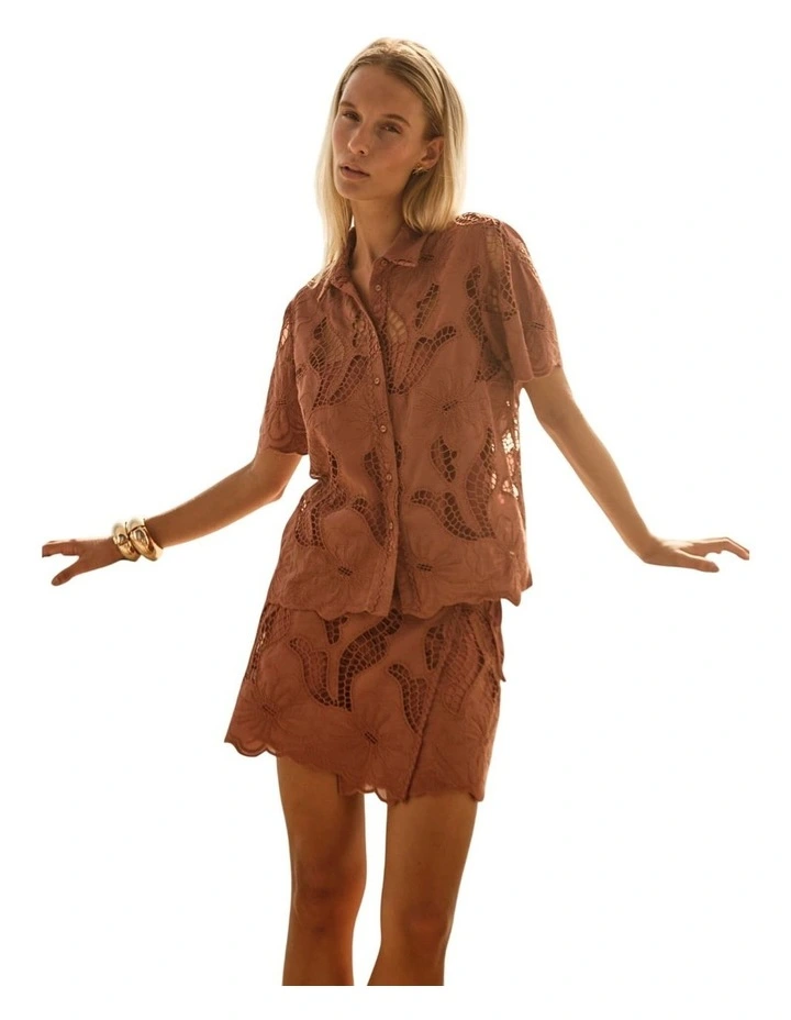 Colette Lace Shirt - Red Clay image 1