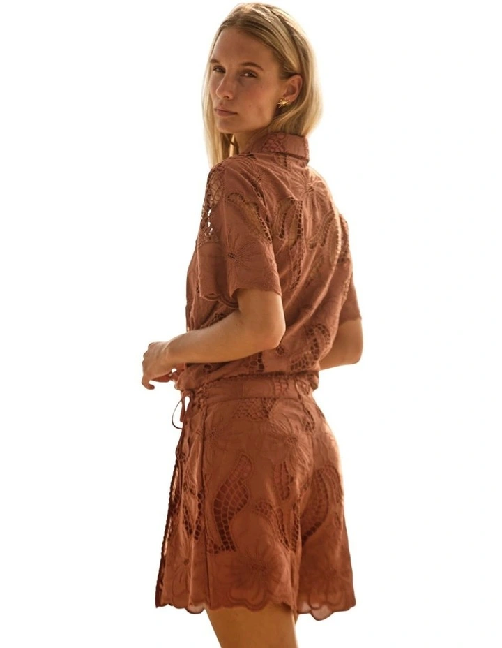 Colette Lace Shirt - Red Clay image 3