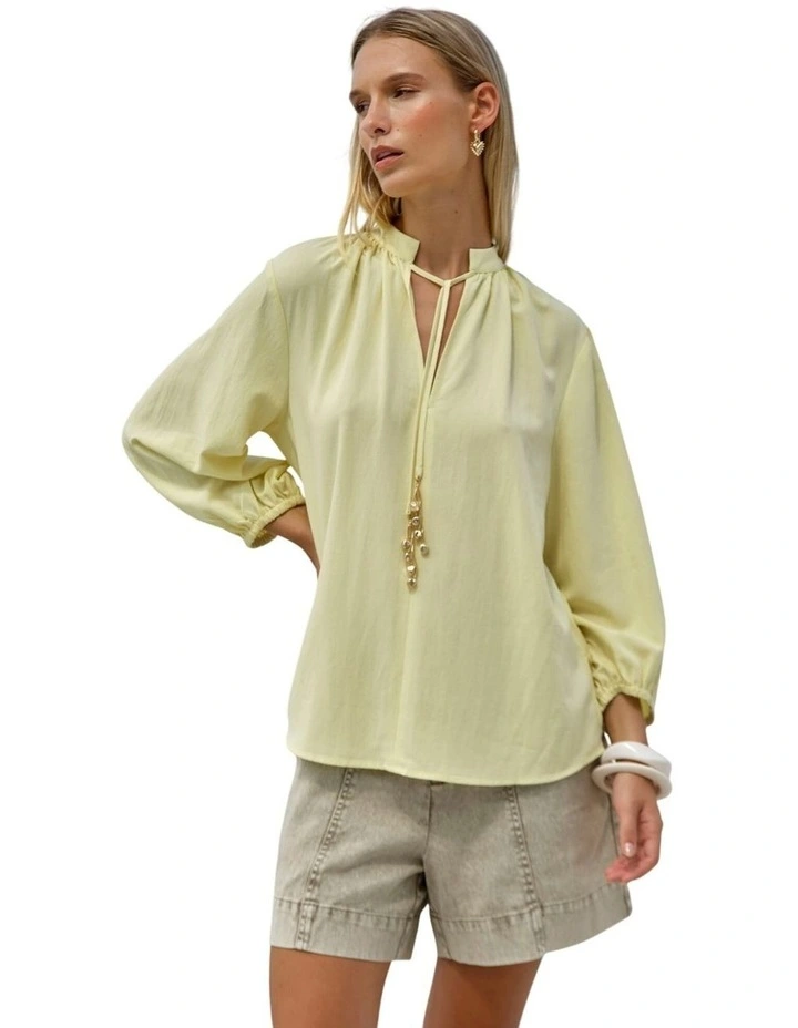 Shae Split Neck Blouse - Lemon image 1