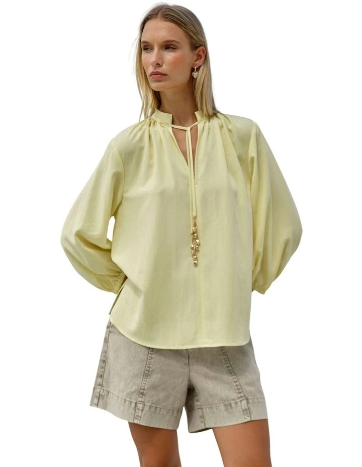 Shae Split Neck Blouse - Lemon image 3