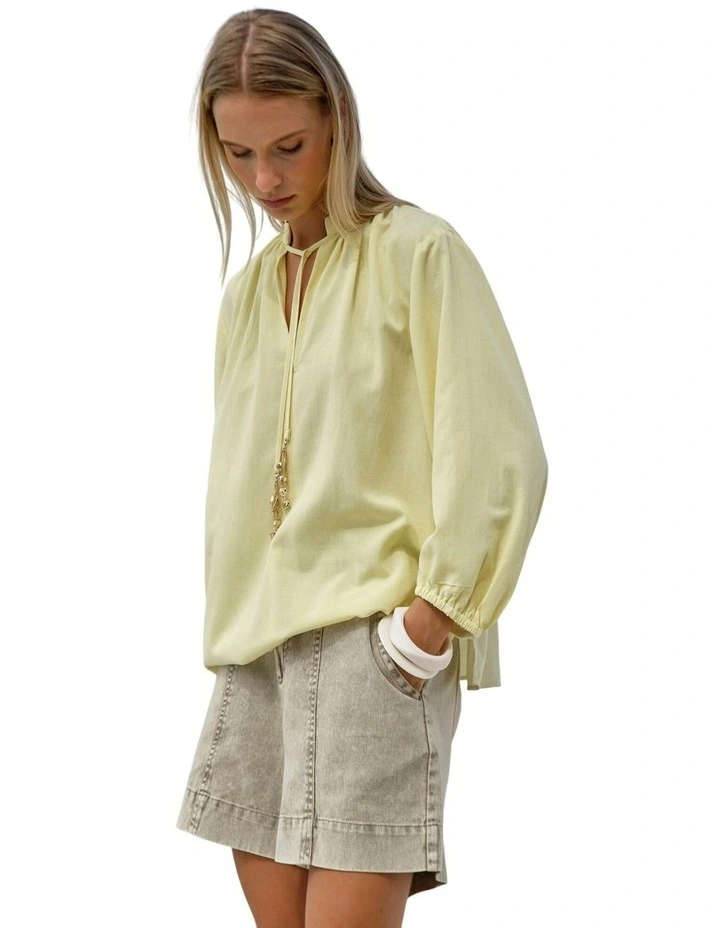 Shae Split Neck Blouse - Lemon image 4