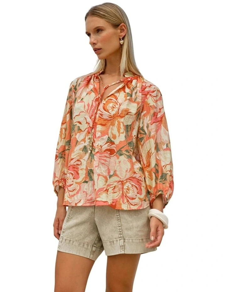 Shae Split Neck Blouse - Petal image 4