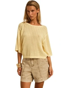 Mila Pointelle Top - Lemon