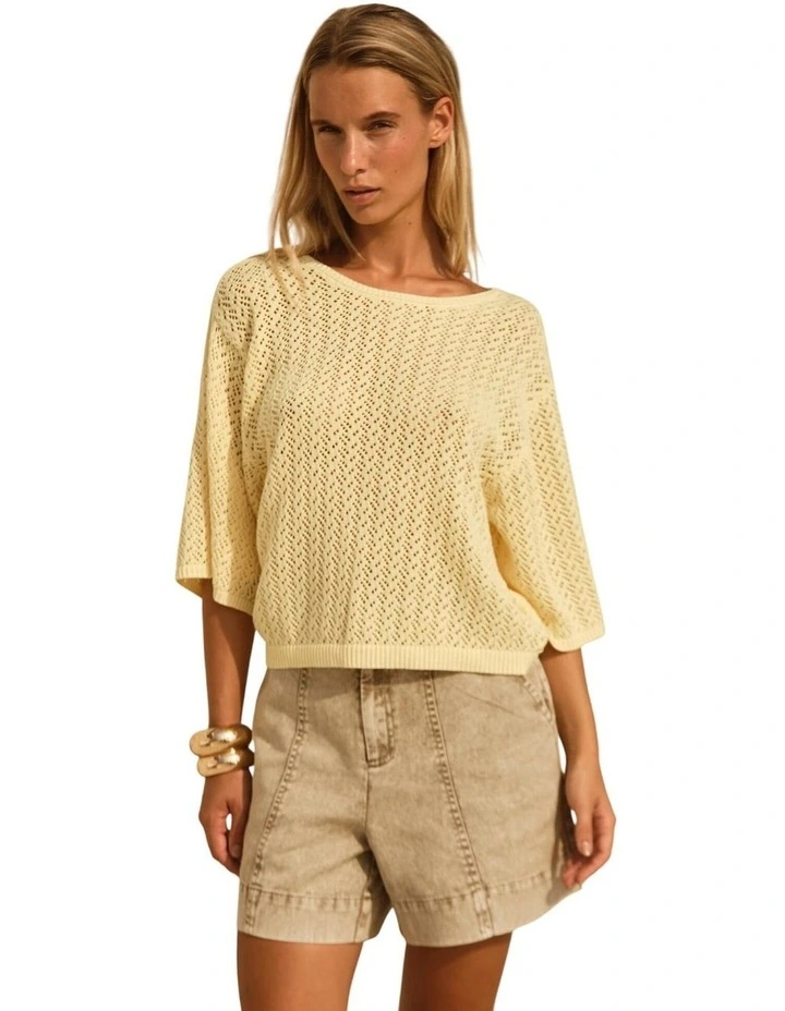 Mila Pointelle Top - Lemon image 1
