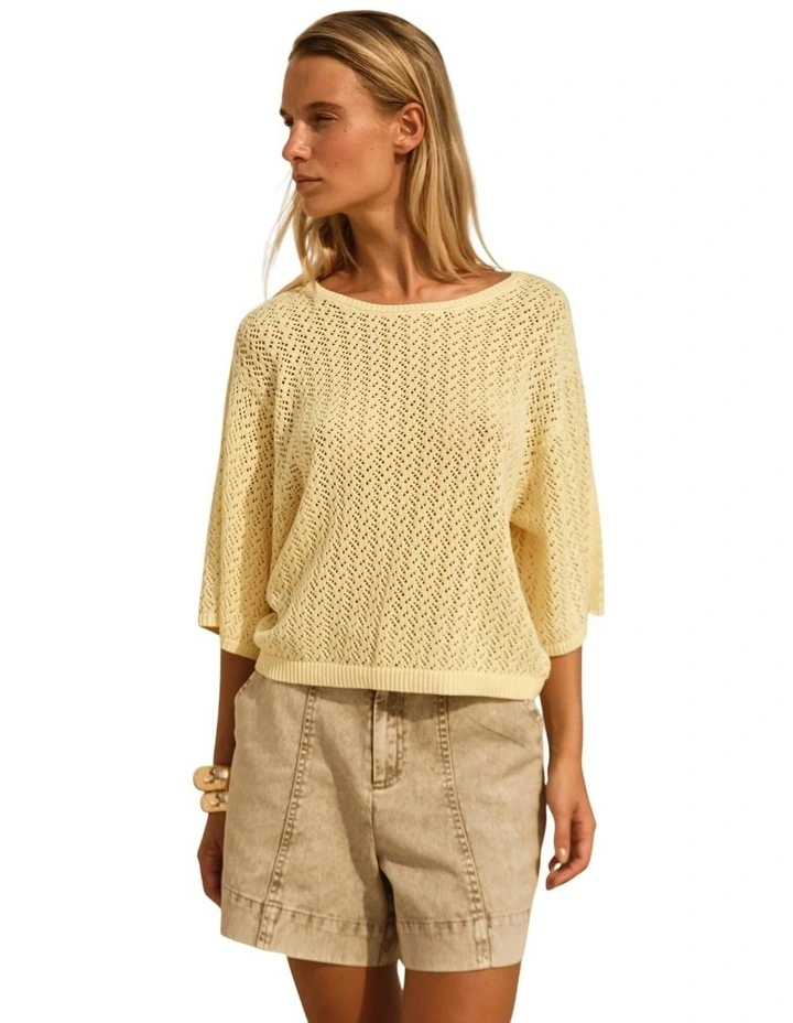 Mila Pointelle Top - Lemon image 3