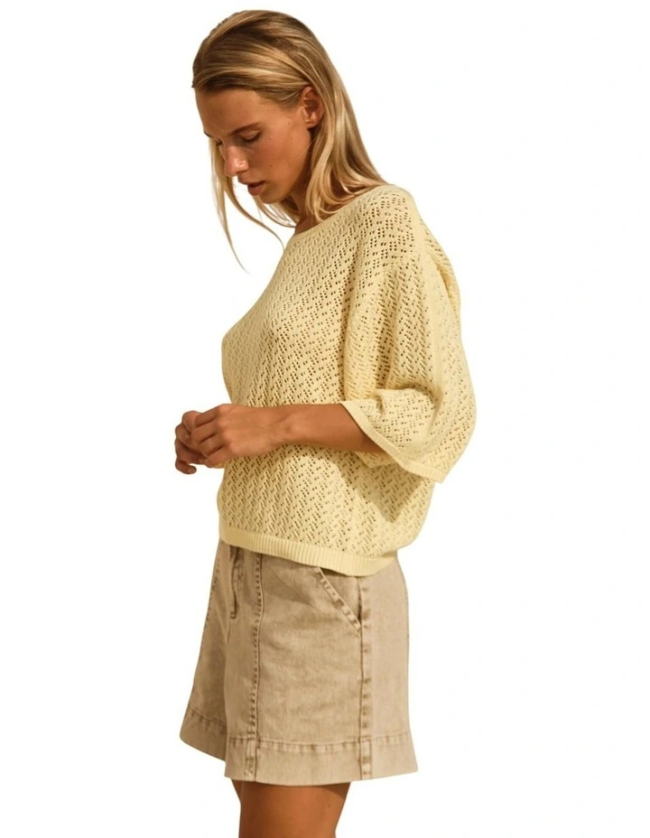 Mila Pointelle Top - Lemon image 4