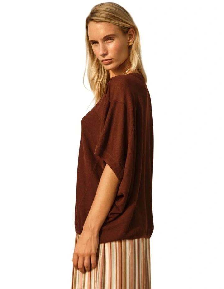 Iris V-Neck Top - Chocolate image 4