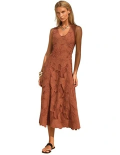 Alessia Lace Midi Dress - Red Clay