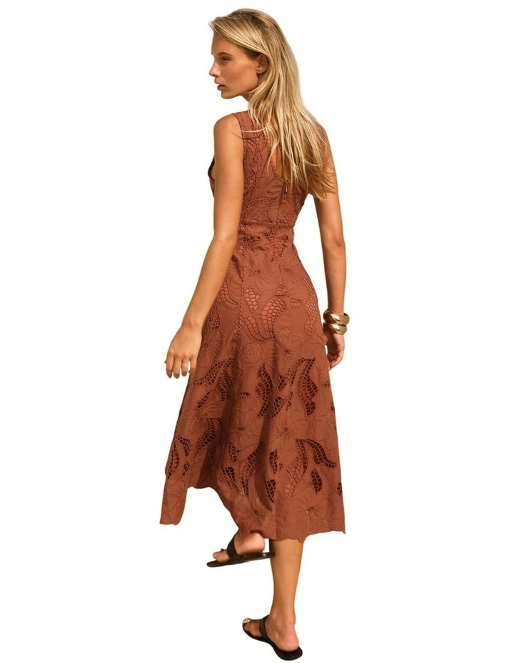 Alessia Lace Midi Dress - Red Clay image 2