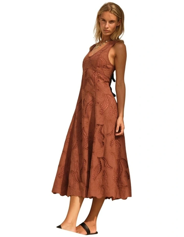 Alessia Lace Midi Dress - Red Clay image 3