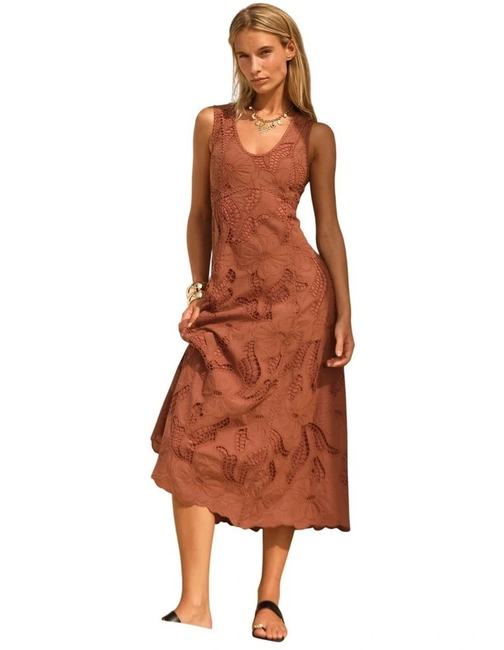 Alessia Lace Midi Dress - Red Clay image 4