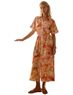 Elodie Midi Shirt Dress - Petal