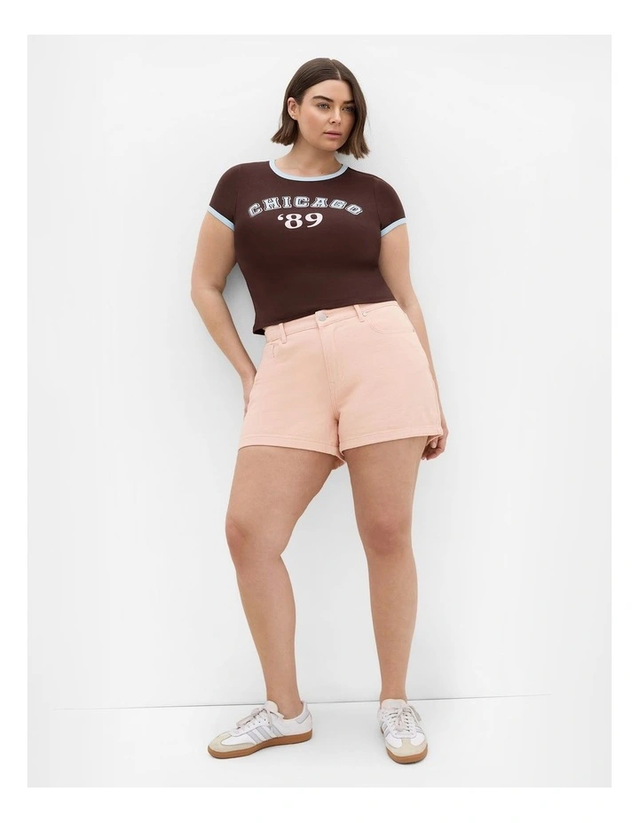 Plus Size Lexi Cotton Denim Short in Peach image 1